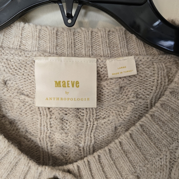 Anthropologie Maeve Light Gray Cable Knit Cardigan - Picture 2 of 5